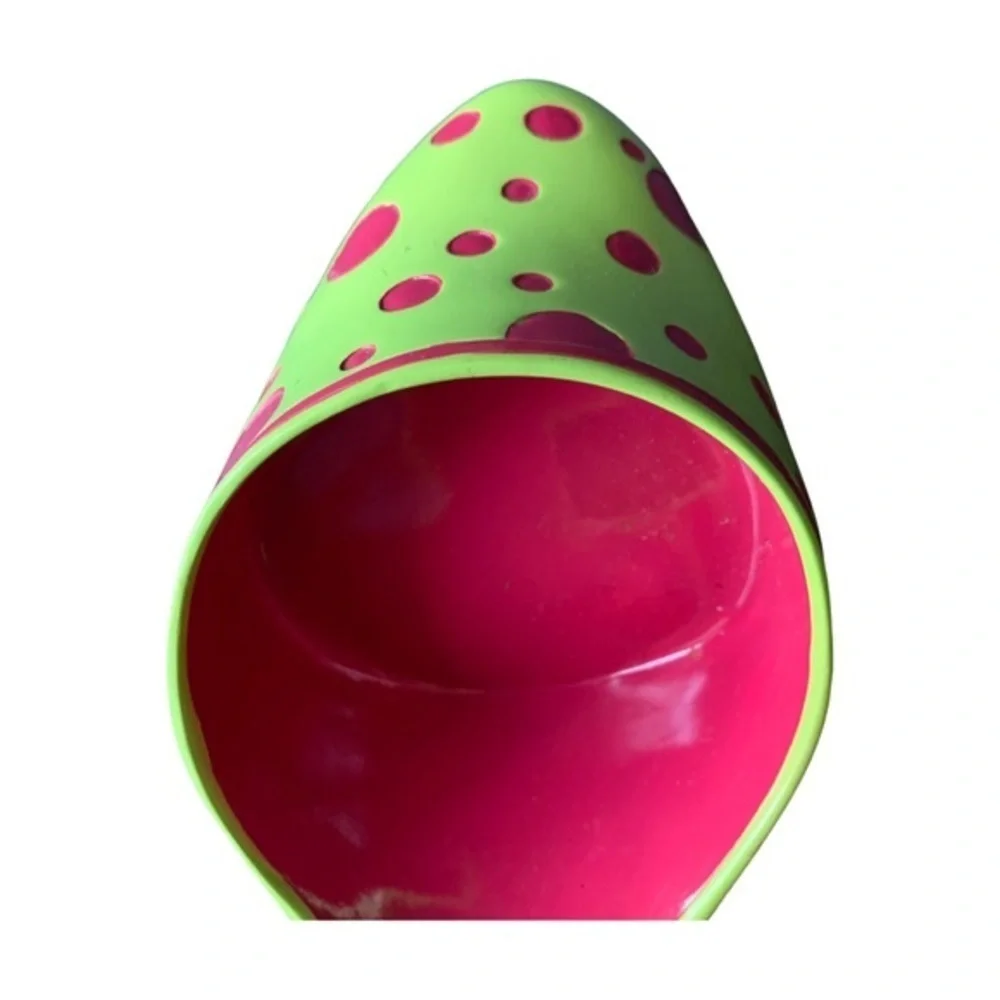 EVERGREEN Green & Pink Polka Dot Polystone Resin Wine Holder